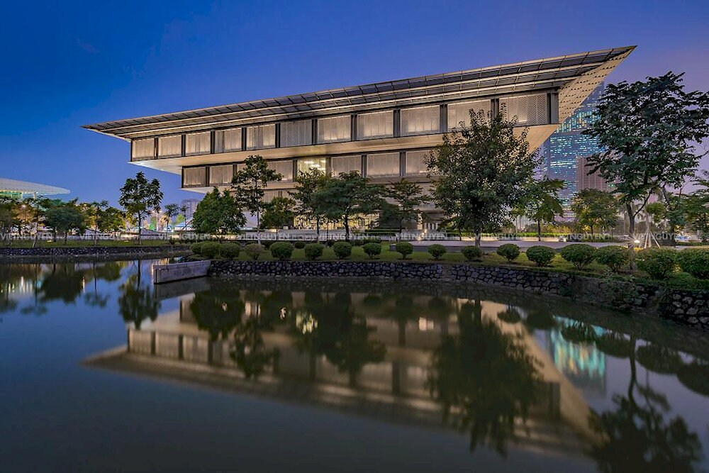 Hanoi Museum stands as a striking architectural masterpiece, shaped like an inverted pyramid